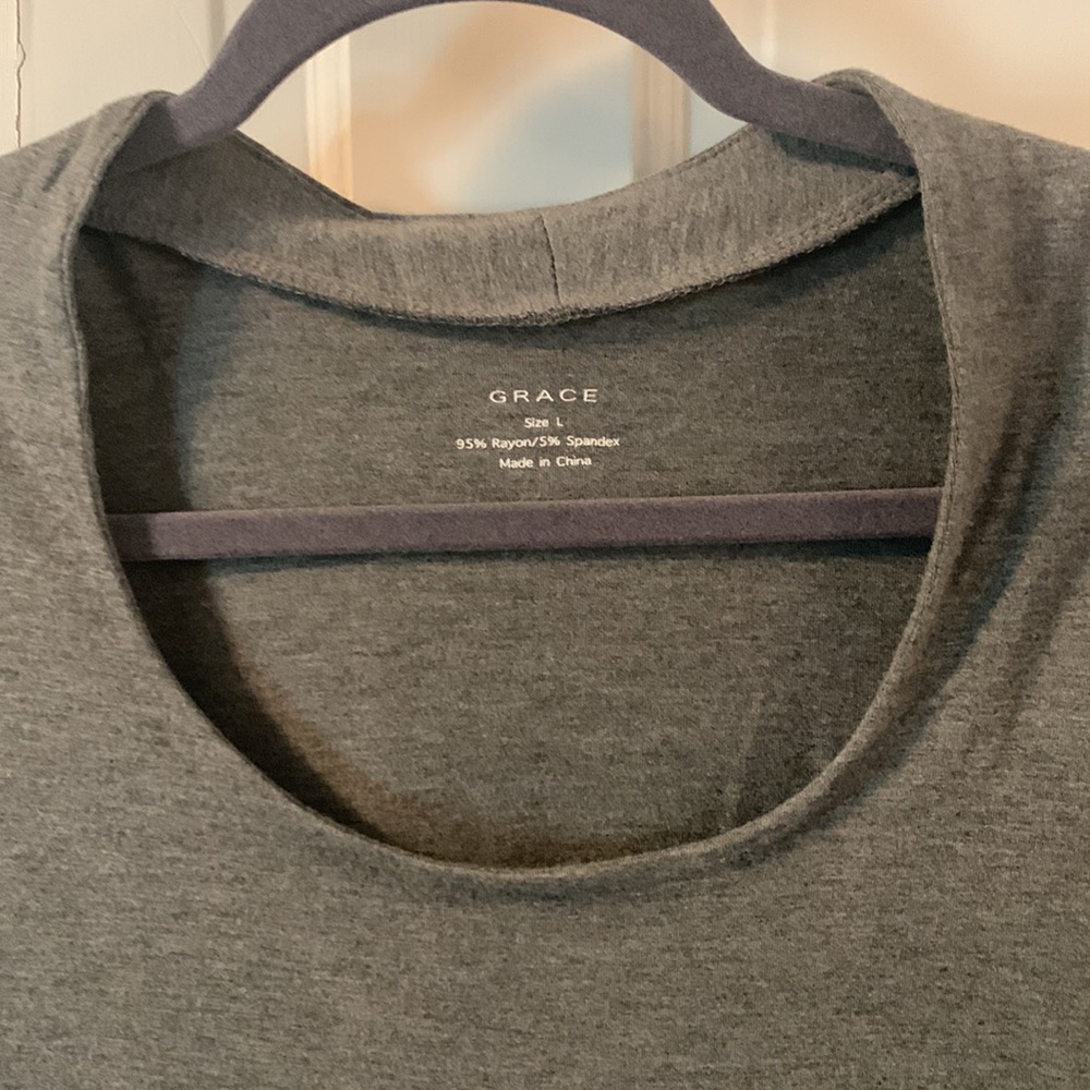 Medium gray u- shape  scoop neck tunic top - Picture 2 of 2